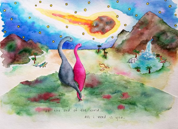 Рисование динозавр с детьми акварель