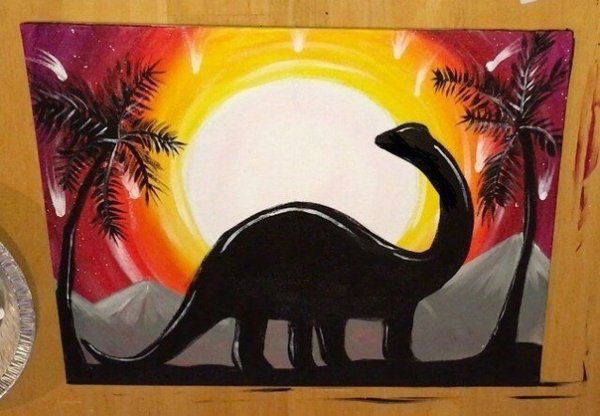 Рисование гуашью динозавр