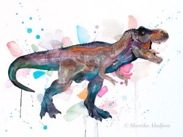 Динозавры акварель