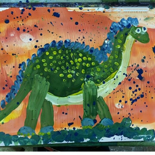 Динозавр красками