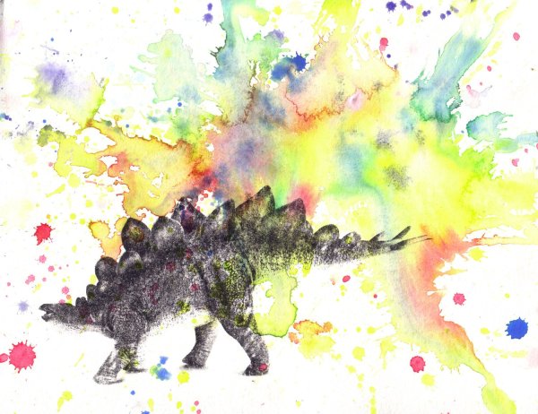 Динозавры акварель
