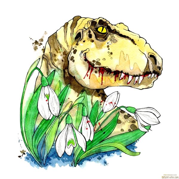 Динозавры акварель