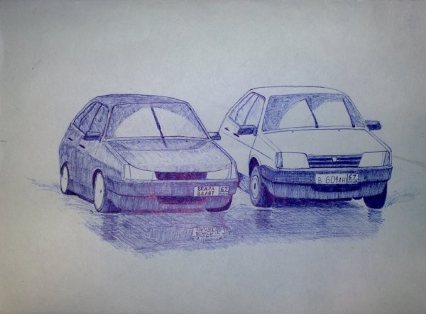 Рисунок автомобиля ручкой