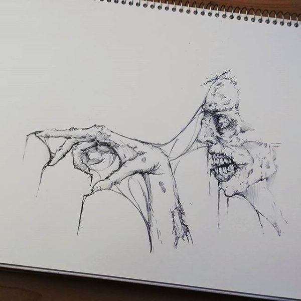 Страшные рисунки черной ручкой