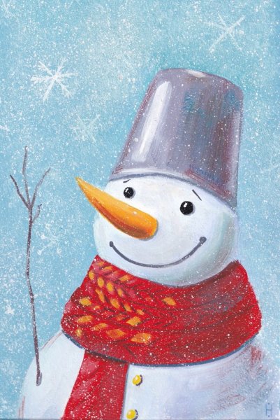 Рисование гуашью Снеговик