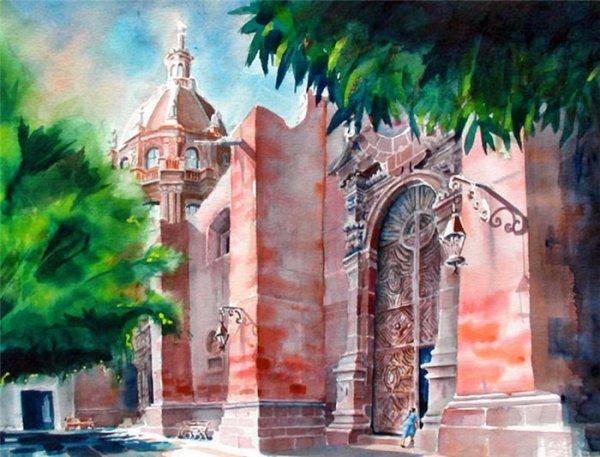 Архитектурный пейзаж красками