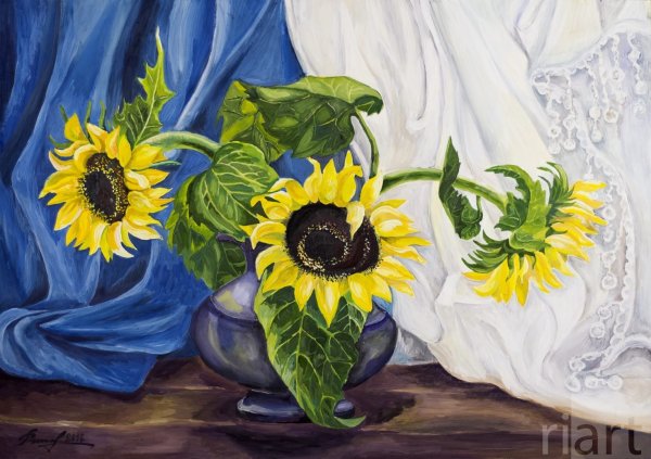 Подсолнух красками