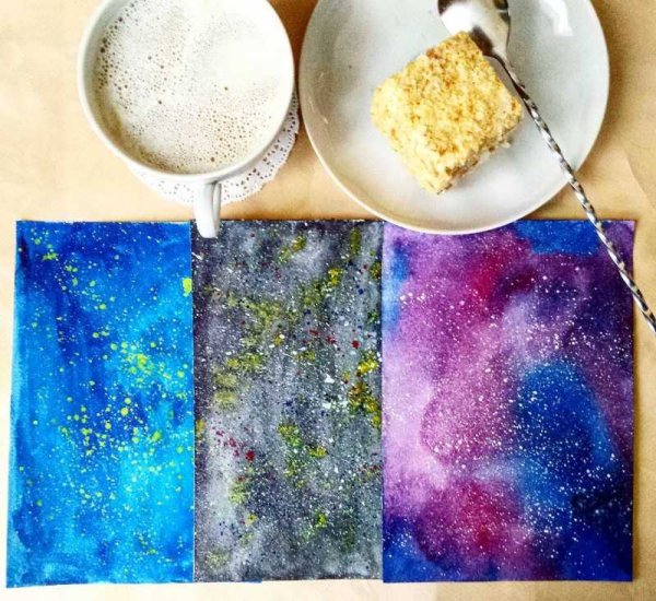 Рисование губкой космос