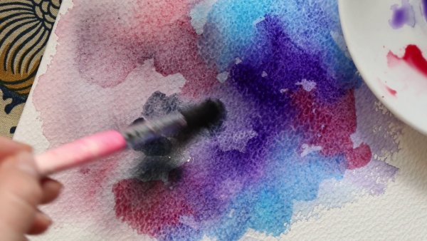 Космос гуашью и губкой