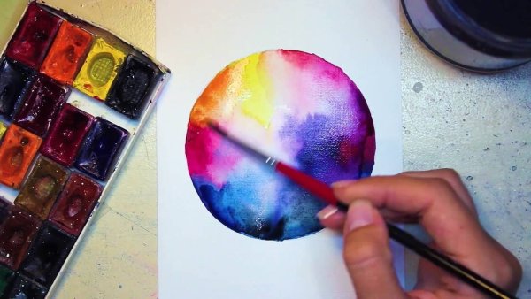 Рисование гуашью губкой