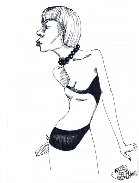 Рисунок девушки ручкой