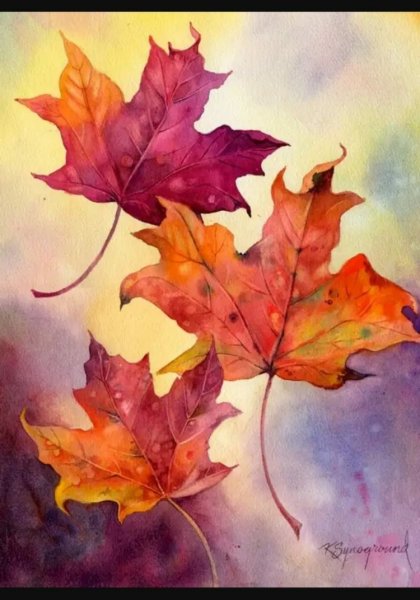 Листья акварель
