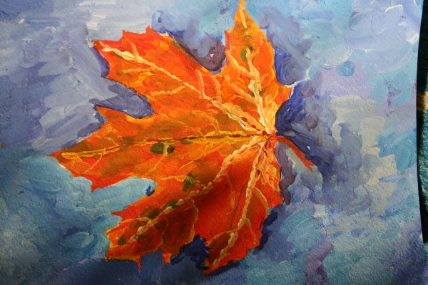 Осенние листочки гуашью