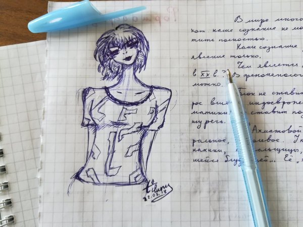 Зарисовки ручкой в тетради