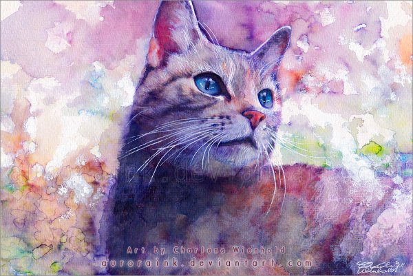 Картина акварелью кот