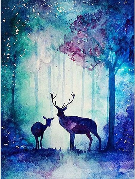 Волшебный лес акварель