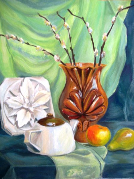 Наброски гуашью натюрморт