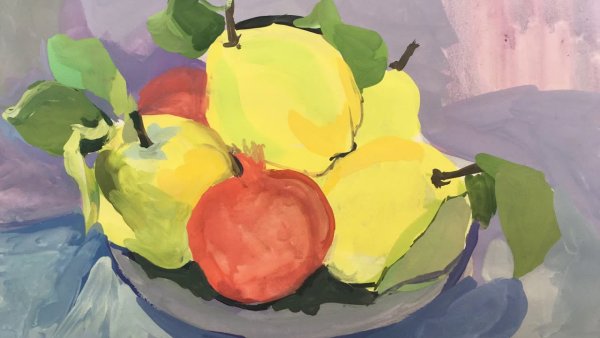 Натюрморт с фруктами гуашью для детей