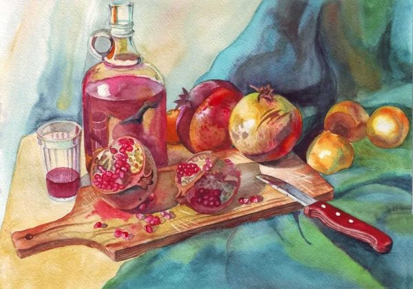 Рисование акварелью натюрморт