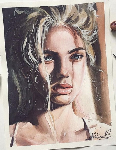 Девушка акварель