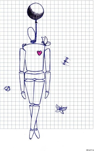 Зарисовки ручкой в тетради