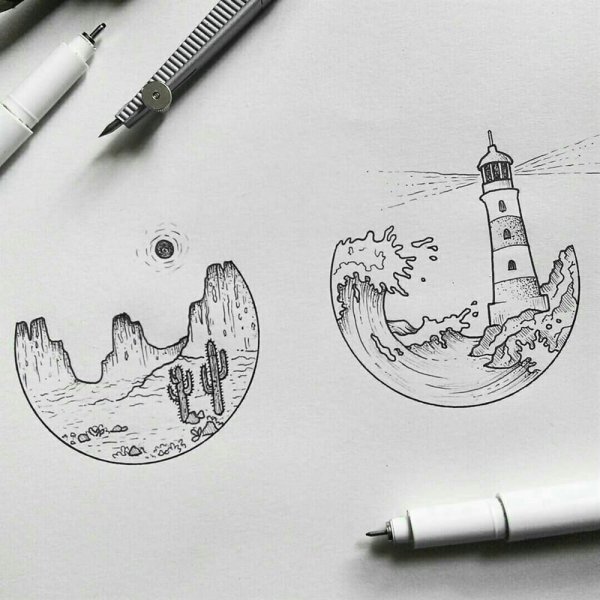 Рисунки для скетчбука черной ручкой