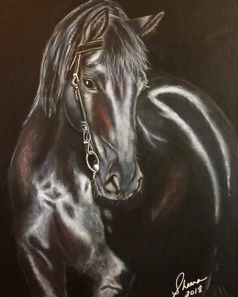 Конь гуашью