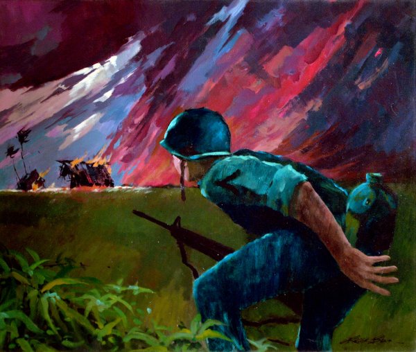 Рисунок на военную тему красками