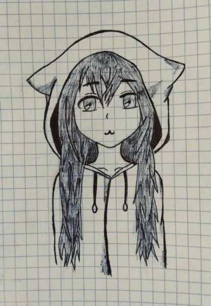 Рисунок девушки ручкой