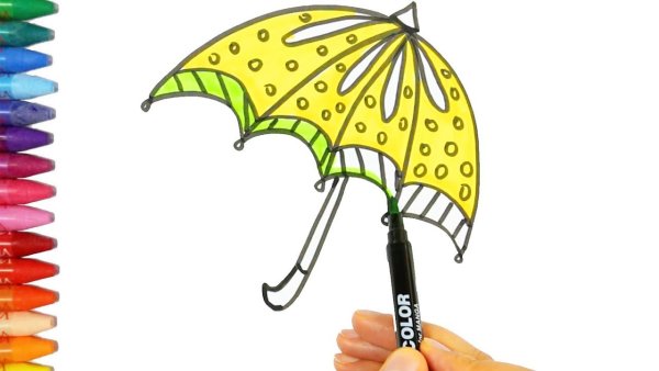 Рисование разноцветные зонтики