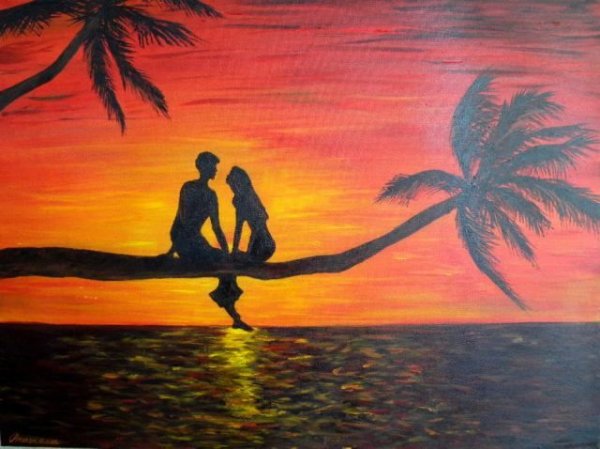 Картина гуашью пара