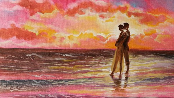 Влюбленные на море живопись
