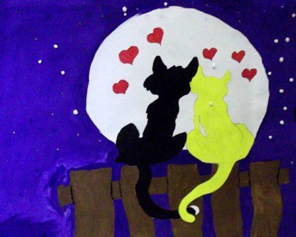 Пейзаж с человеком гуашью