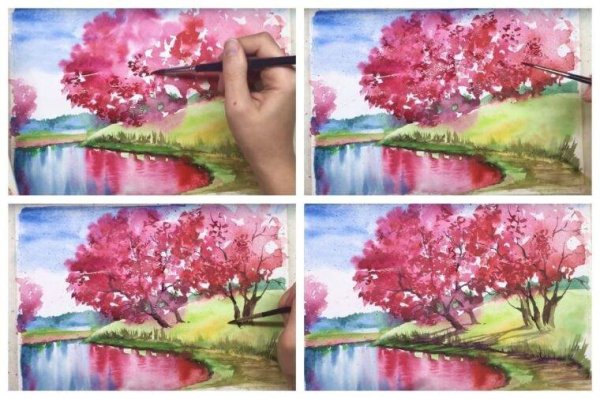 Уроки рисования гуашью пейзажи