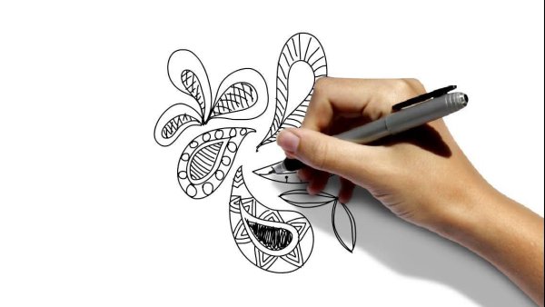 Рисунки чёрной гелевой ручкой