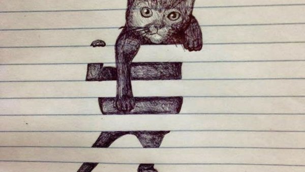 Рисунки в тетрадке в линейку