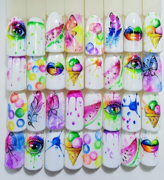 Акварельный дизайн ногтей