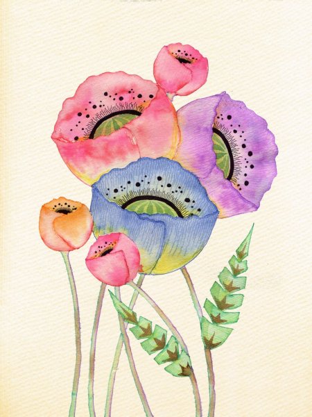 Необычные цветы акварелью