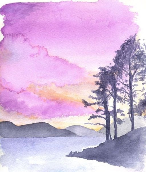 Цветы акварелью и гелевой ручкой