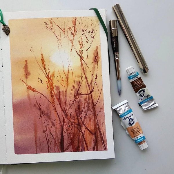 Рисунки акварелью простые