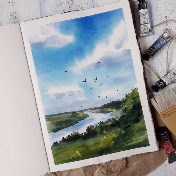 Открытки акварелью