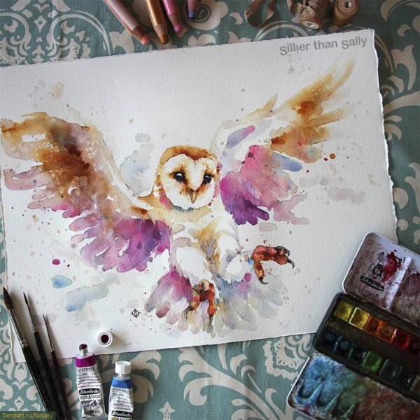 Рисование акварельными маркерами животные