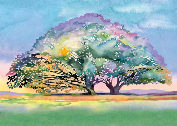 Красивые деревья акварелью