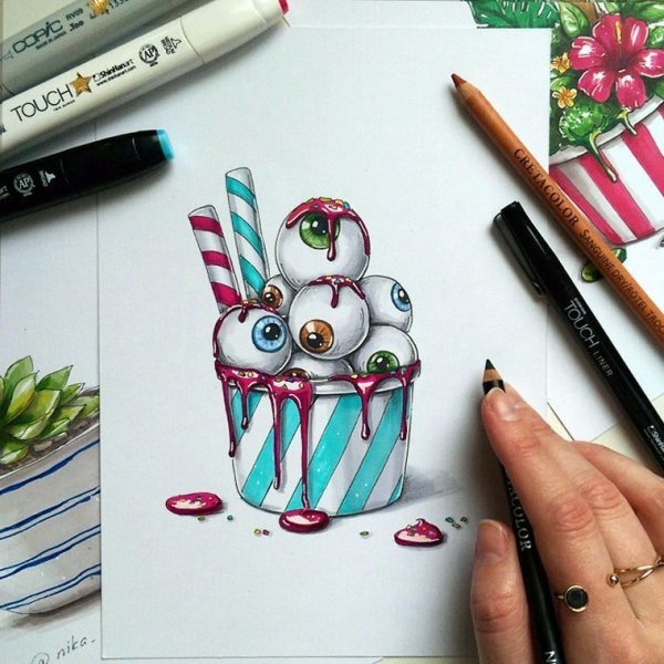 Рисунки оригинальными фломастерами