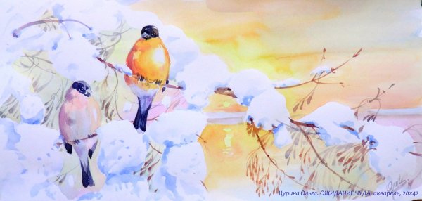Ольга Цурина акварель птички