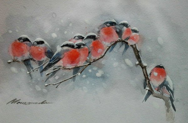 Пейзаж акварелью