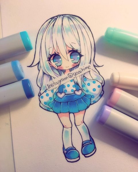 Чиби маркерами Копик