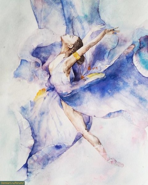 Балерина акварель