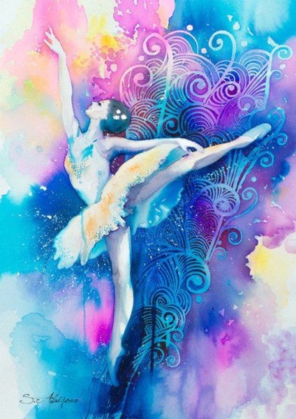 Балерина акварель на белом фоне