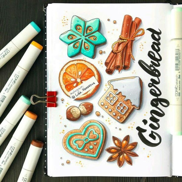 Лёгкие скетчи для начинающих маркерами